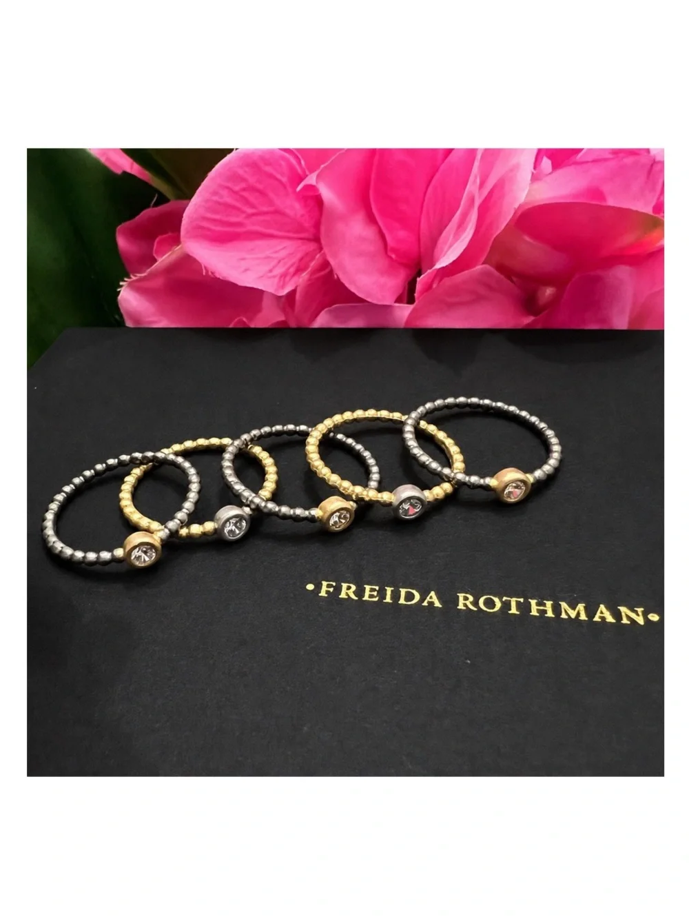 Freida Rothman Sterling Silver Signature Cityscape Wire 5- Stack Ring